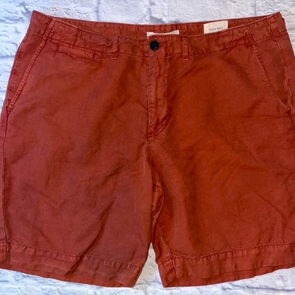 Billy Reid Mens Wynn Casual Pima Cotton & Linen Blend Preppy Khaki Rust Shorts